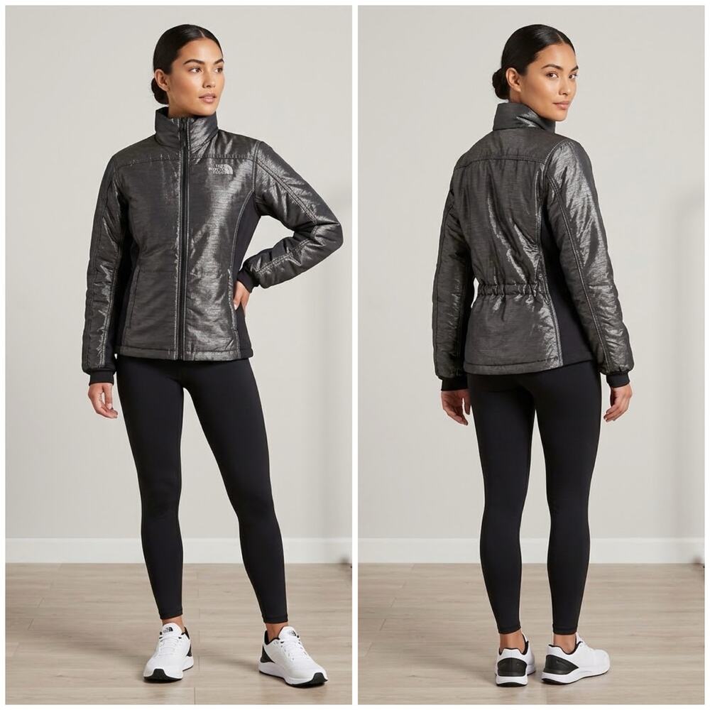 Gorpcore Winter The North Face Women Metallic Shimmer Jacket Charcoal Gray Small